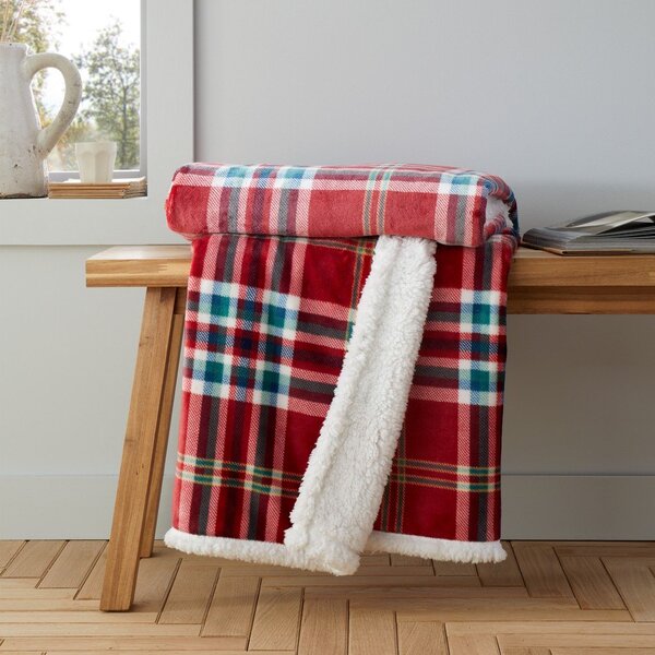 Coperta rossa in lana d'agnello 130x170 cm Kelso Check - Catherine Lansfield