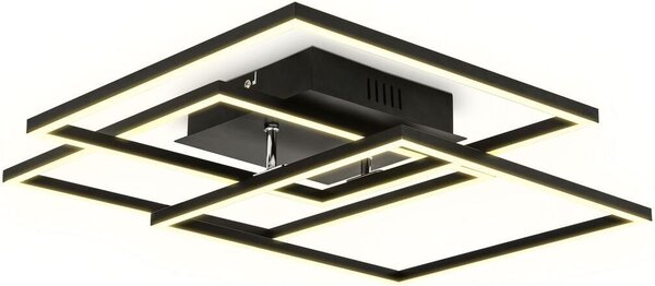 B.K.Licht Plafoniera LED da 40W, 2 cornici orientabili, luce calda 3000K, lampada da soffitto per ufficio Frame, nera