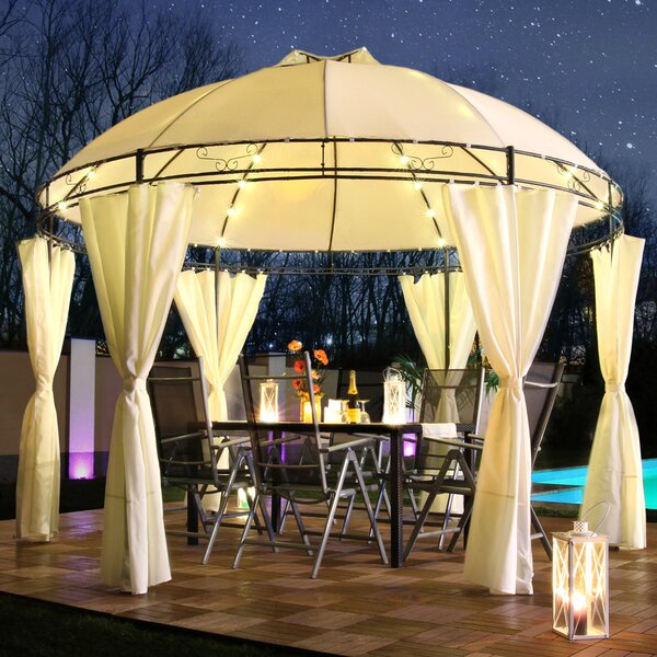 LED - Padiglione Ø 350cm Padiglione da giardino Lavo Padiglione solare rotondo Tenda da giardino Padiglione di design - crema