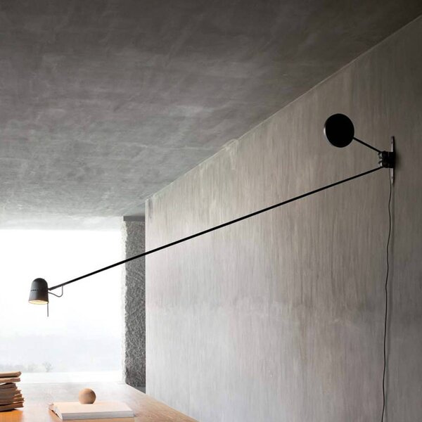 Luceplan Applique da parete di design Counterbalance, Nero, Soggiorno / Sala da pranzo, Metallo, Design, Applique
