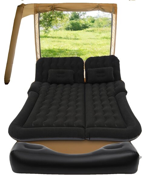 Materasso gonfiabile, realizzato in materiale floccato, dimensioni 1,74 m x 1,26 m, capacità di carico 300 kg, pompa DC 12V 75W, peso lordo 3,4 kg