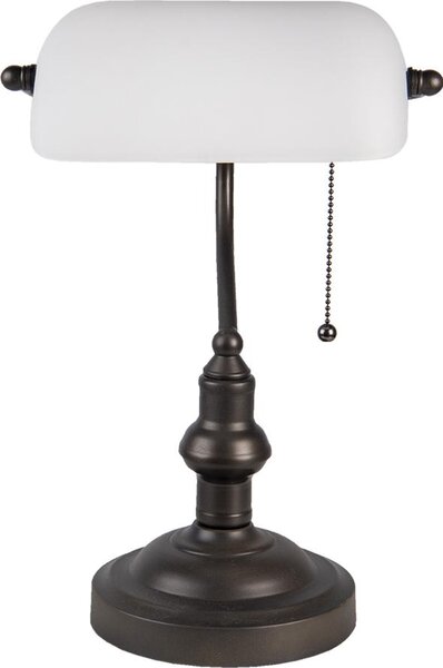 Clayre & Eef Lampada da tavolo Banker Ø 27x40 cm Metallo bianco marrone
