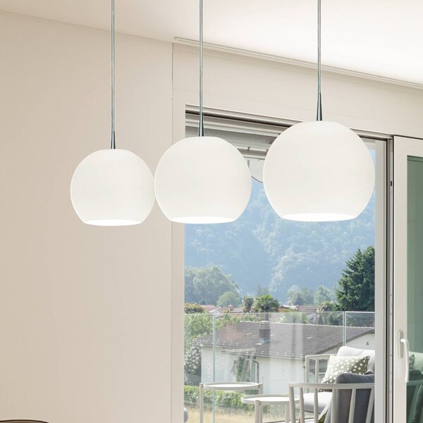 Casablanca Lampada a sospensione in vetro Ball, dimmerabile, Bianco / Opale, Soggiorno / Sala da pranzo, Vetro, Design, Lampada a sospensione