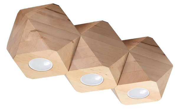 Lampada da soffitto WOODY 3 in legno naturale 3xGU10 10W legna 12x12x36cm Sollux Lighting