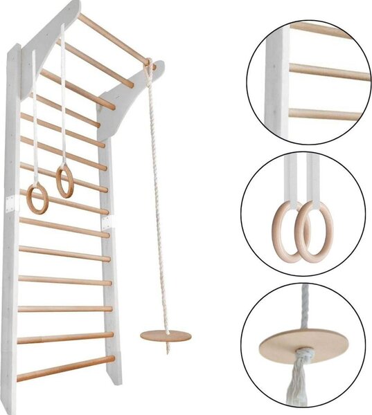 Scaletta in legno per bambini – Scaletta da ginnastica Montessori bianca per la cameretta dei bambini (UE)