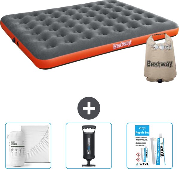Materasso gonfiabile Bestway - 2 persone - 152 x 203 x 22 cm - grigio/arancio - accessori inclusi