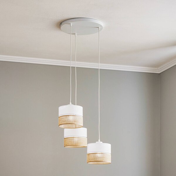 Lampada a sospensione Linobianco TK Lighting, dimmerabile, Bianco / Opale, Soggiorno / Sala da pranzo, Tessuto / Stoffa / Seta, Moderno, Lampada a sospensione