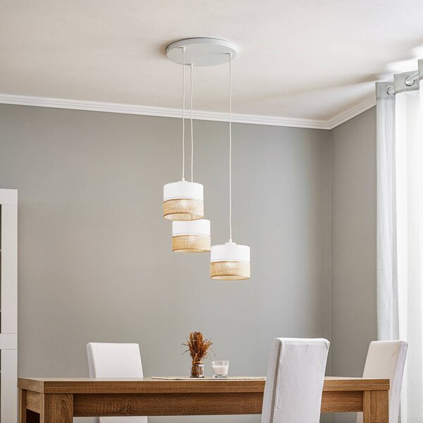 Lampada a sospensione Linobianco TK Lighting, dimmerabile, Bianco / Opale, Soggiorno / Sala da pranzo, Tessuto / Stoffa / Seta, Moderno, Lampada a sospensione
