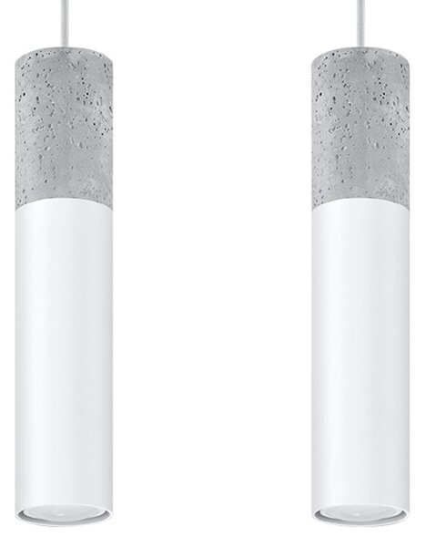 Lampada a sospensione BORGIO 2 bianco 2xGU10 10W acciaio/cemento 90x6x30cm Sollux Lighting