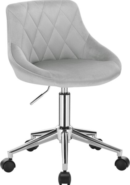 Happyment Deluxe - Grigio - Sedia ergonomica girevole - Con braccioli - Su rotelle - Velluto - Altezza regolabile