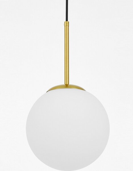 Lampada sfera di vetro bianco a sospensione struttura ottone FREDICA D30