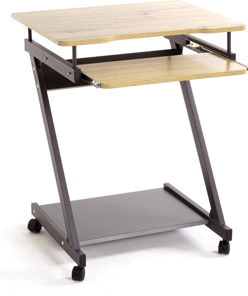 Scrivania per computer HAKU su rotelle, antracite, rovere - MDF, metallo, L/A/P: 60x76x49 cm