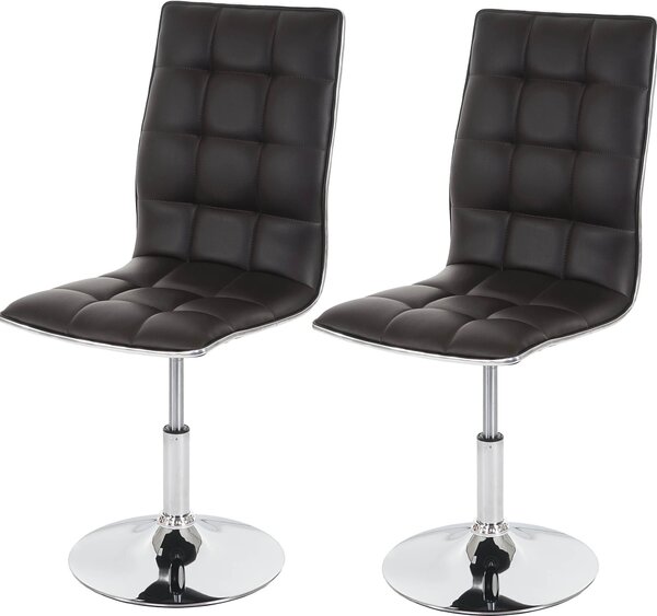 Set di 2 sedie per sala da pranzo HWC-C41, sedia da cucina, girevole e regolabile in altezza, in Pelle finta certificata ~ marrone
