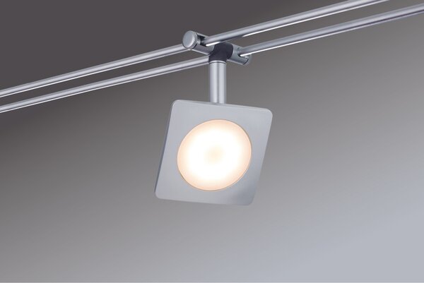 Paulmann Rail Systems, set QuadLED a corrente continua, 6 lampade da 4W, paralume cromato opaco, 230V/12V DC, 30VA, metallo