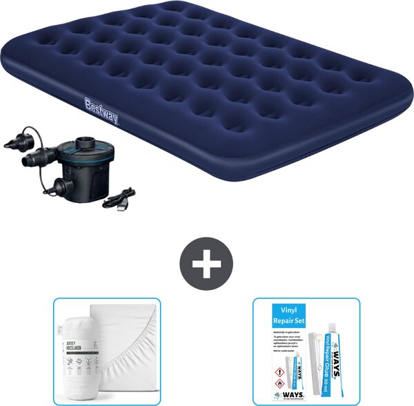 Materasso gonfiabile Bestway - Letto matrimoniale - 137 x 191 x 22 cm - Blu - Accessori inclusi