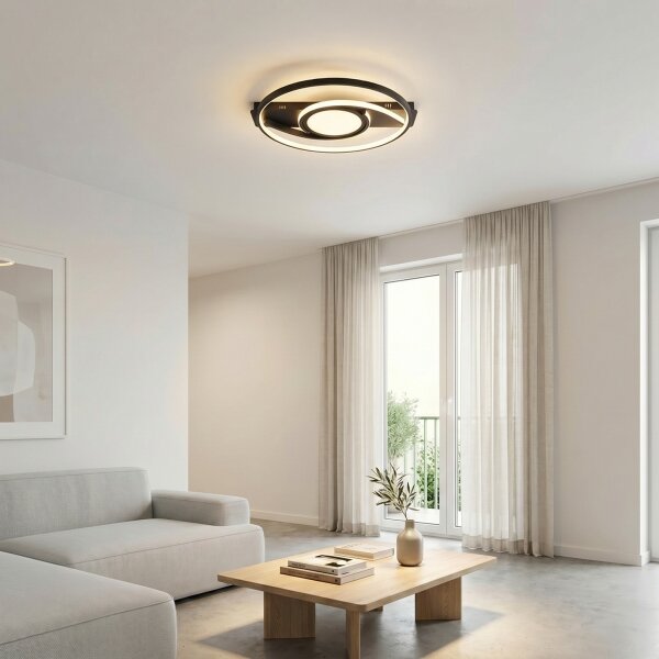 Brilagi - Plafoniera LED dimmerabile TWIRL LED/38W/230V nera + telecomando