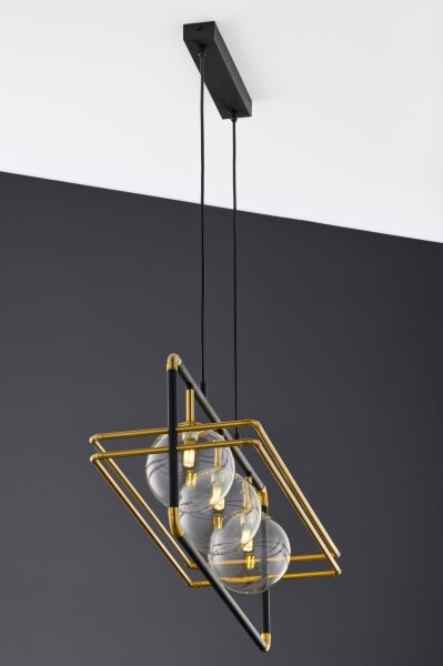 Jupiter 2030 - Lampadario a sospensione con filo FIORI 3xG9/10W/230V nero/oro/limpido