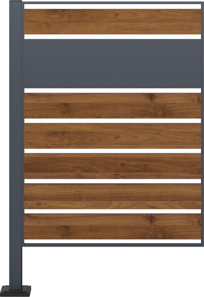 Modulo di estensione della recinzione per pattumiera Wiltec in acciaio in look legno e antracite, recinzione privacy per box pattumiera, estensione rivestimento pattumiera
