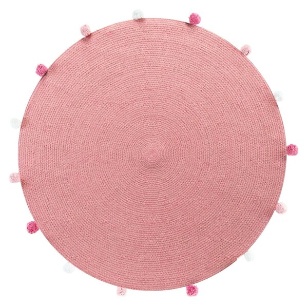 Tappeto rotondo rosa ø 90 cm Pompomparty - douceur d'intérieur