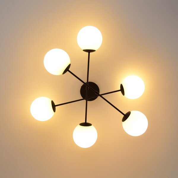 Lampadario a plafone MOON 6xE27/15W/230V nero