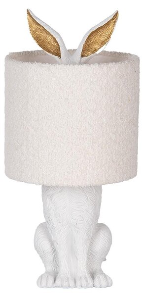Clayre & Eef Lampada da tavolo Rabbit Ø 20x43 cm Plastica bianca