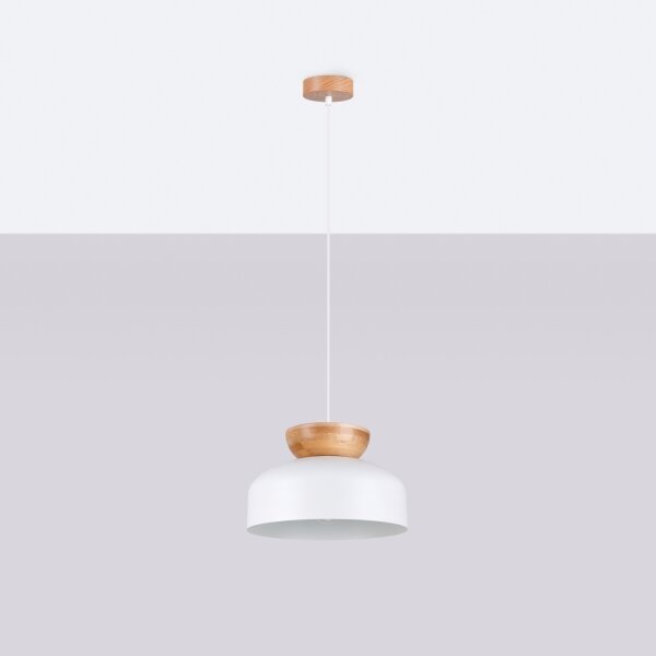 Sollux SL.1350 - Lampadario a sospensione con filo MARION 1xE27/15W/230V diametro 29,5 cm bianco