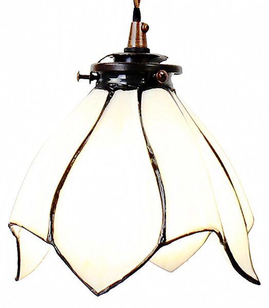 Clayre & Eef lampada a sospensione Tiffany Ø 18x115 cm vetro bianco marrone