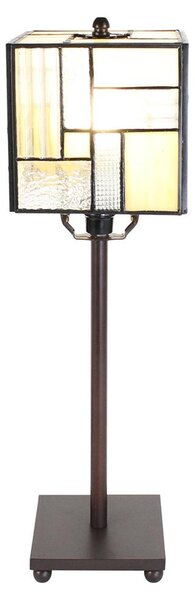 Clayre & Eef Lampada da tavolo Tiffany 13x13x28 cm Vetro bianco beige