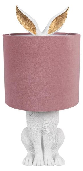 Clayre & Eef Lampada da tavolo Coniglio Ø 20x43 cm Bianco Rosa Poliresina