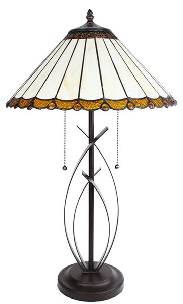 Clayre & Eef Lampada da tavolo Tiffany Ø 41x69 cm Vetro beige marrone