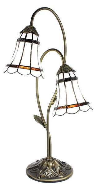 Clayre & Eef Lampada da tavolo Tiffany 61 cm Marrone Bianco in poliresina