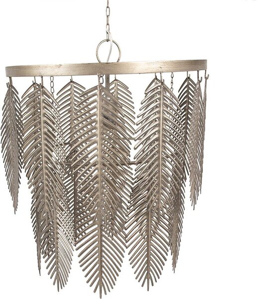 Lampada a sospensione Clayre & Eef Ø 42x52 cm Foglie di ferro grigio oro