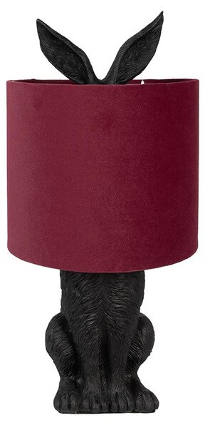 Clayre & Eef Lampada da tavolo Rabbit Ø 20x43 cm Nero Rosso Plastica
