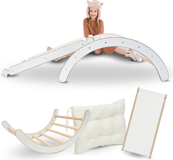 MAMOI® Struttura di arrampicata per interni 3 in 1 SET. Arco di arrampicata Montessori con tappetini, parco giochi indoor 1-3 anni e scivolo per bambini