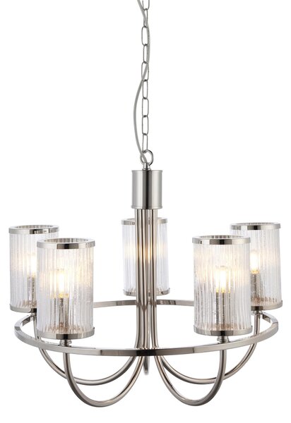 Lampada a sospensione HENBURY nichelata 5xE14x15W in vetro, dimensioni: 198x57x57 cm, IP20, Endon