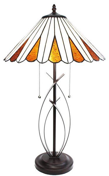 Clayre & Eef Lampada da tavolo Tiffany Ø 41x69 cm Vetro beige marrone
