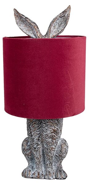 Clayre & Eef Lampada da tavolo Rabbit Ø 20x43 cm Marrone Rosso Poliresina