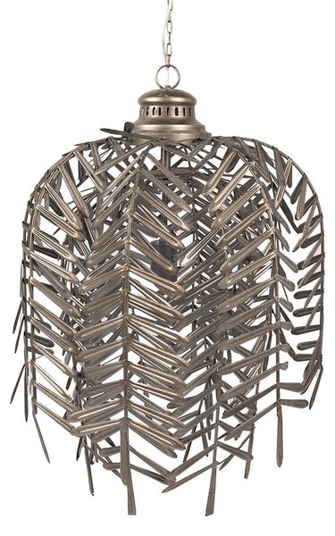 Lampada a sospensione Clayre & Eef Ø 49x66 cm Foglie di ferro grigio oro