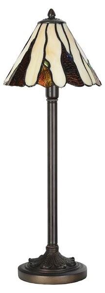 Clayre & Eef Lampada da tavolo Tiffany Ø 20x60 cm Vetro beige marrone