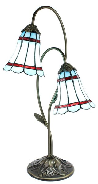 Clayre & Eef Lampada da tavolo Tiffany 61 cm Blu Marrone Poliresina
