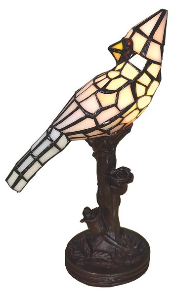 Clayre & Eef Lampada da tavolo Tiffany Bird 15x12x33 cm Plastica beige