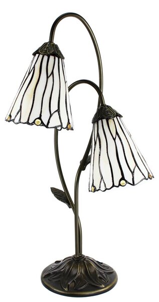 Clayre & Eef Lampada da tavolo Tiffany 61 cm Marrone Bianco in poliresina