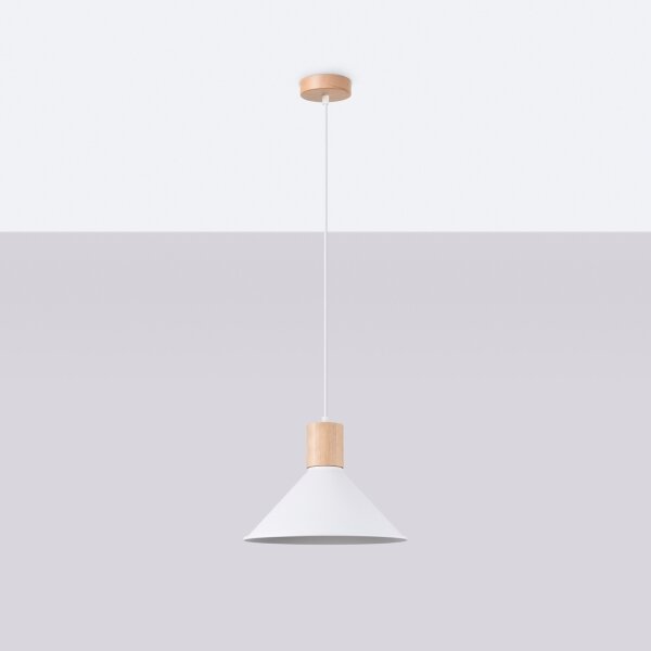 Sollux SL.1319 - Lampadario a sospensione con filo JAGA 1xE27/15W/230V diametro 30 cm bianco