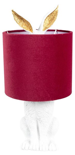 Clayre & Eef Lampada da tavolo Coniglio Ø 20x43 cm Bianco Rosso Poliresina