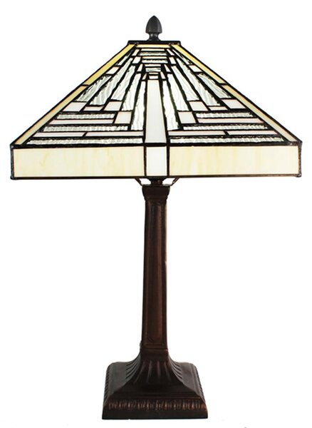 Clayre & Eef Lampada da tavolo Tiffany 31x31x48 cm Vetro bianco grigio