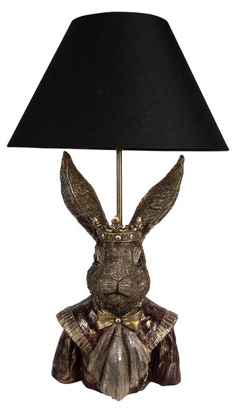 Clayre & Eef Lampada da tavolo Rabbit Ø 37x61 cm in poliresina nera color oro
