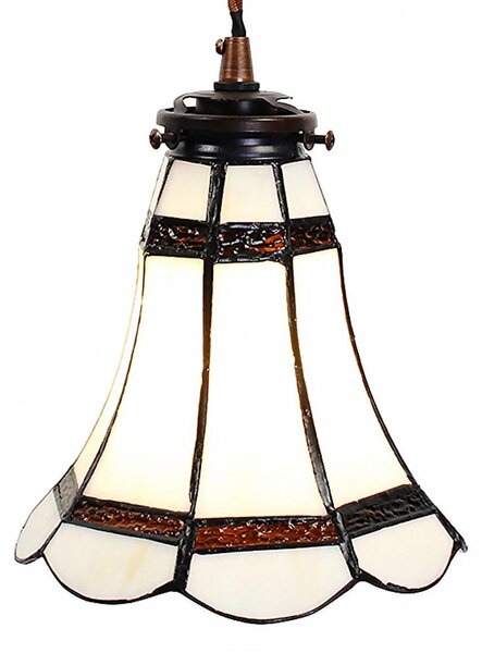 Clayre & Eef lampada a sospensione Tiffany Ø 15x115 cm vetro bianco marrone