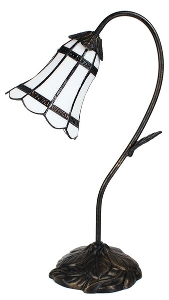 Lampada da tavolo Tiffany Clayre & Eef 48 cm in poliresina bianca e marrone