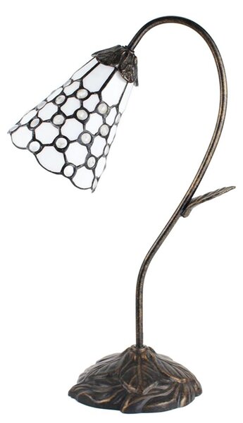 Lampada da tavolo Tiffany Clayre & Eef 48 cm in poliresina bianca e marrone