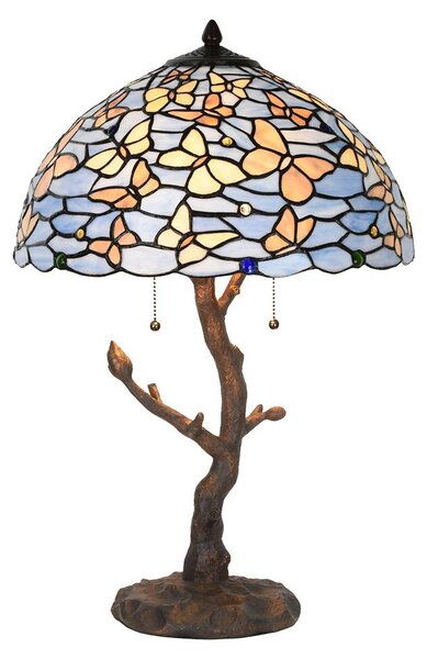 Lampada da tavolo Tiffany Clayre & Eef Ø 40x60 cm Farfalle in vetro blu